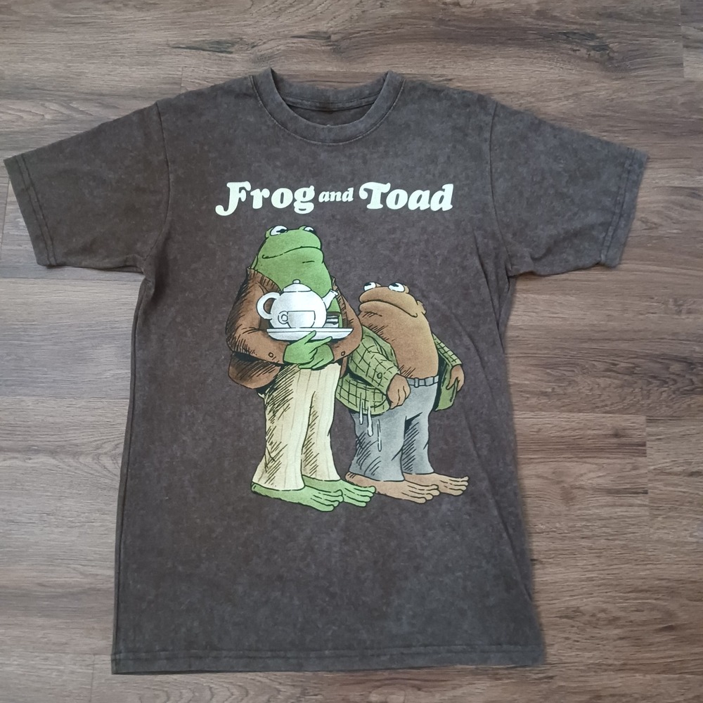Frog and Toad Teapot Brown T-Shirt Size Small